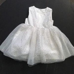 2T white dress with silver dots